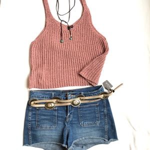 >SOLD< Soft knit boho festival cropped tank top
